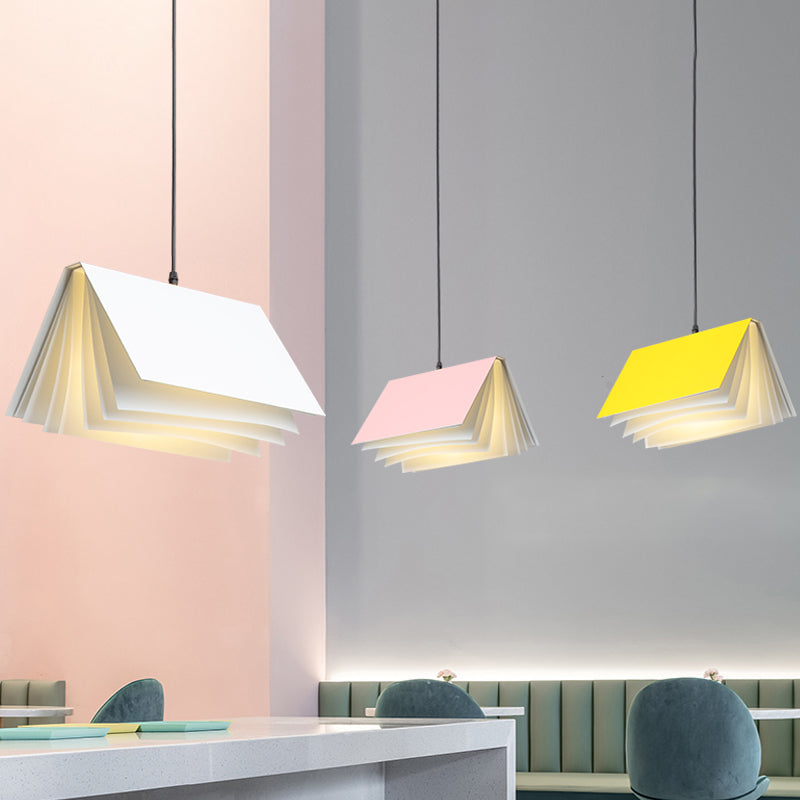 Buchform Café Anhänger Lampe Metall Ein-Bulb-Macaron Deckenhänge hängen in blau/rosa/schwarz
