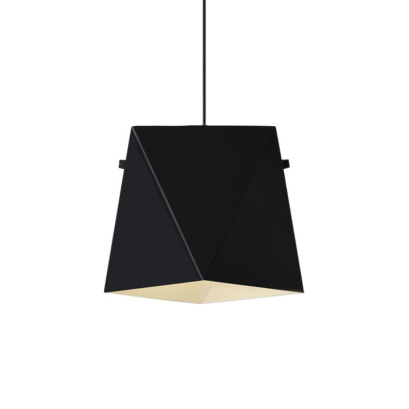 Geometric Shade Down Lighting Pendant Macaron Iron 1 Bulb Dining Room Ceiling Light in Pink/Black/Blue
