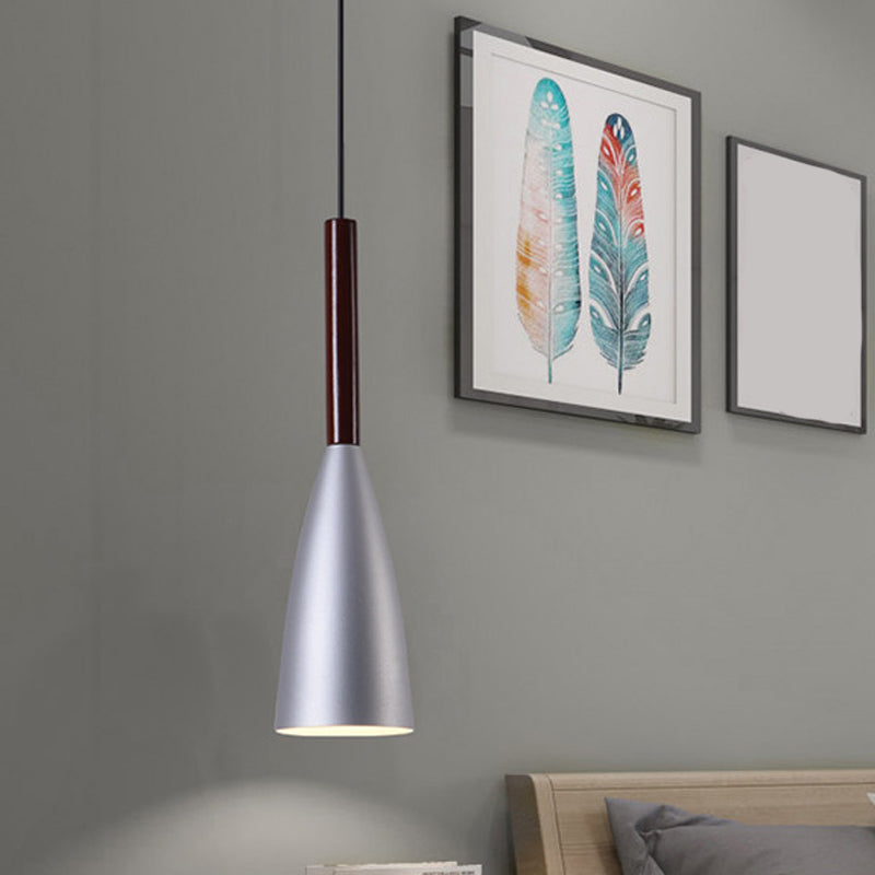 Grey/White/Pink Tapered Pendant Lighting Macaron Single Iron Hanging Light Fixture over Table