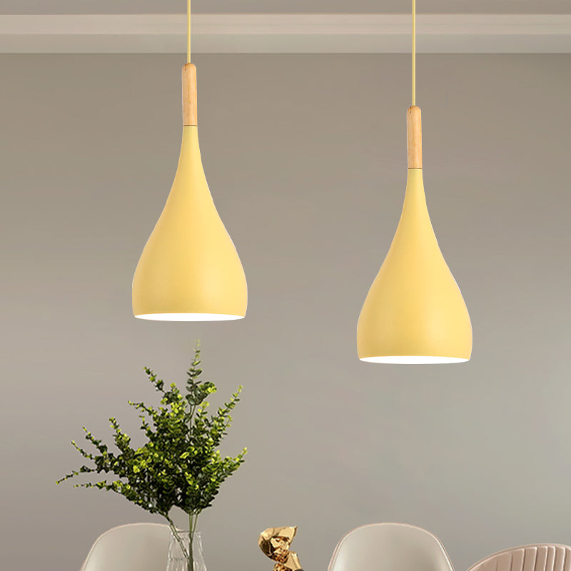Macaron Raindrop Plafond Pendant Light Light Aluminium 1 Light Dining Room Hanging Lamp Kit en gris / rouge / bleu