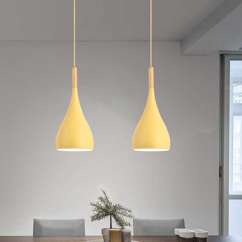 Macaron Raindrop Plafond Pendant Light Light Aluminium 1 Light Dining Room Hanging Lamp Kit en gris / rouge / bleu