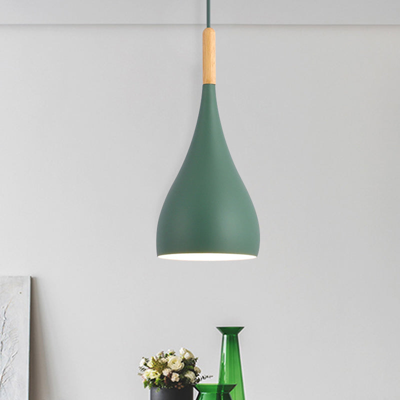 Macaron Raindrop Plafond Pendant Light Light Aluminium 1 Light Dining Room Hanging Lamp Kit en gris / rouge / bleu