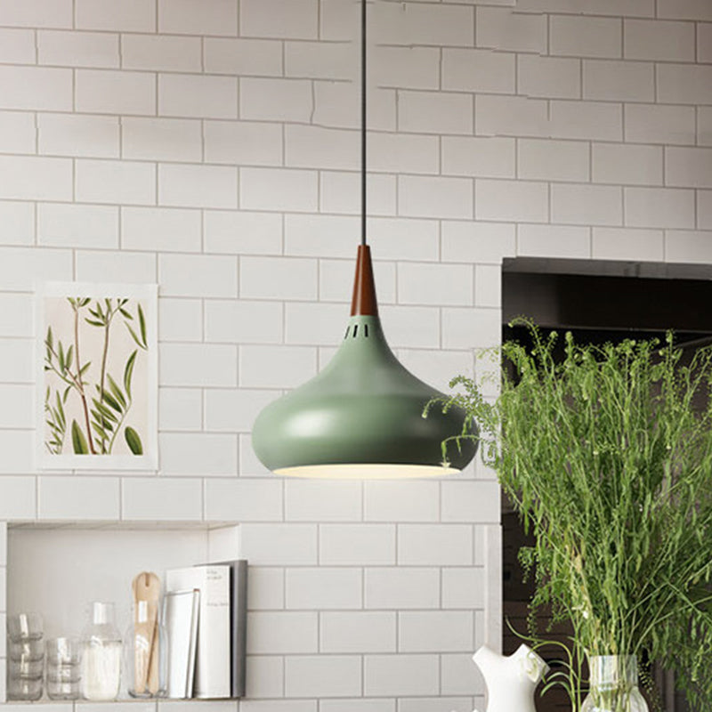 Éclairage pendentif à l'oignon Macaron Aluminium simple Green / blanc / Gold Plafond Plafond avec douille ventilée
