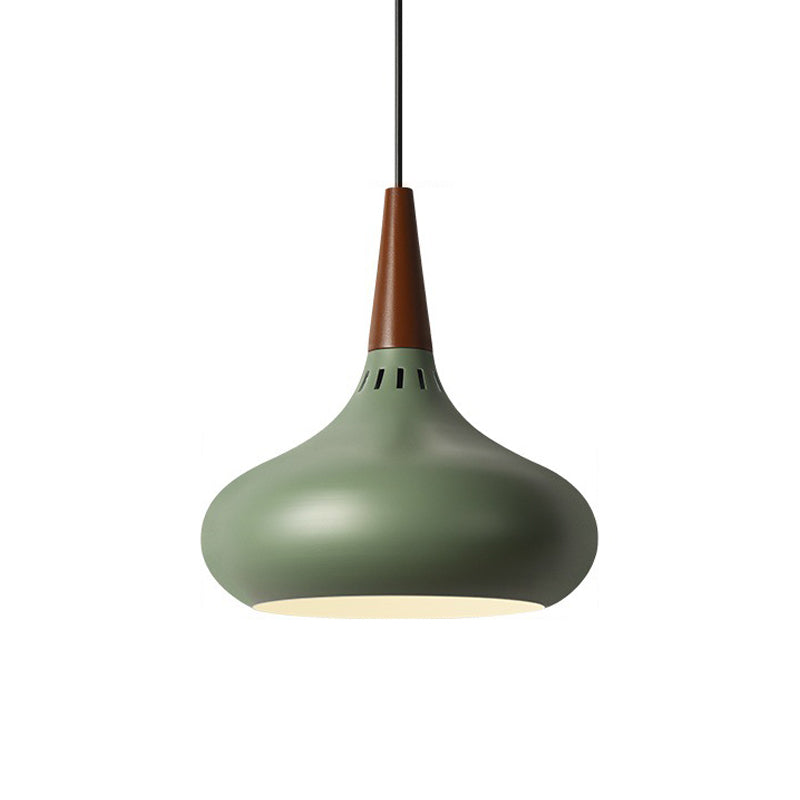 Éclairage pendentif à l'oignon Macaron Aluminium simple Green / blanc / Gold Plafond Plafond avec douille ventilée