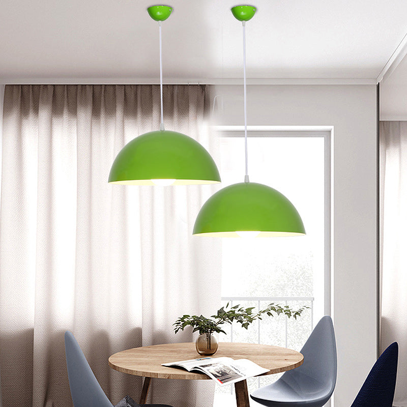Aluminum Dome Commercial Pendant Lighting Macaron 1 Head Red/Blue/Black Ceiling Hang Light for Bedroom