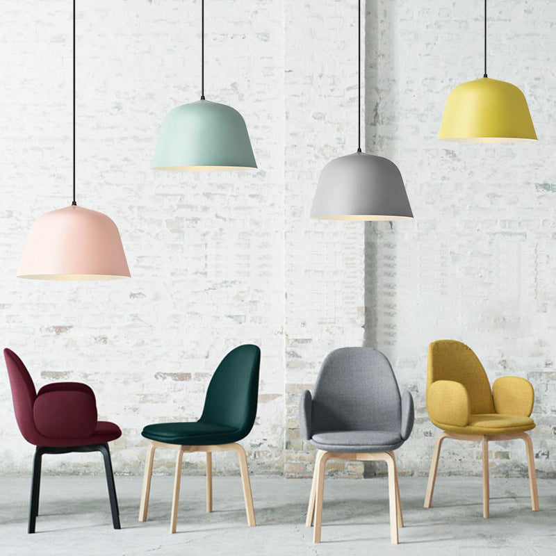 Macaron Single-Bulb Drop Pendant Pinant / Gris / Green Bowl Pendululum Light with Iron Shade, 10 "/12,5" Largeur