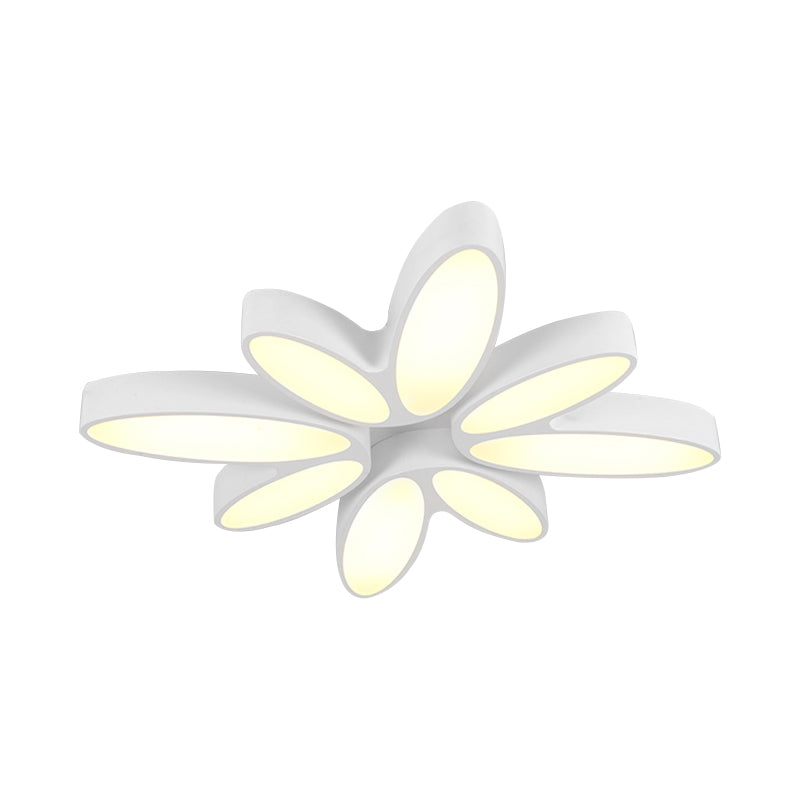 Blossom Child Bedroom Ceiling Mount Light Acrylic 8-Petal Creative Ceiling Lamp in White