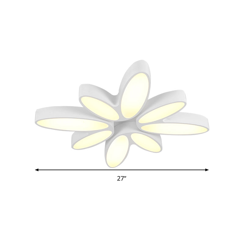 Blossom Child Bedroom Ceiling Mount Light Acrylic 8-Petal Creative Ceiling Lamp in White