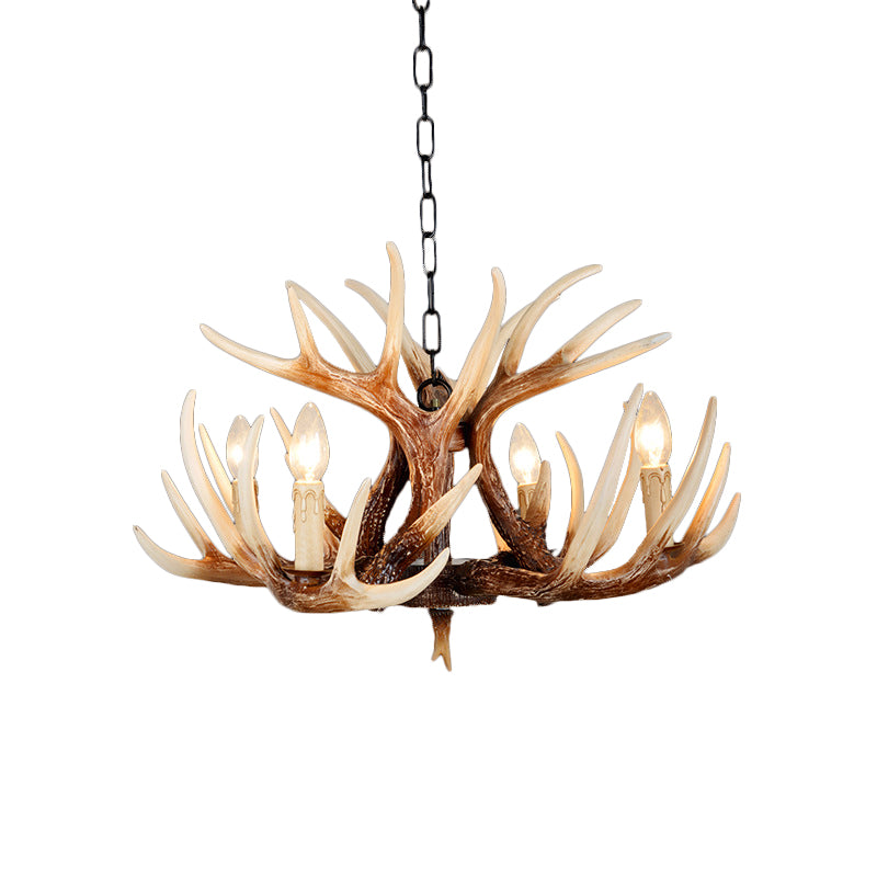 Résine Brown Chandelier Antler Fade-Look 4/6/9 têtes Rustic Suspension Pendant Light