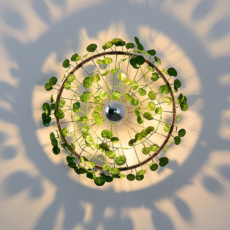 Wheel Iron LED Wall Light Fixture Farmhouse Garage Plant Sconce Lighting in Pink/Green/Rose Red