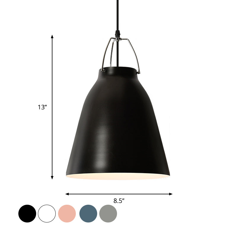 Ristorante 1-bulba Restauga Hang Light Macaron Black/Rosa/Blu Light con tonalità in alluminio a campana