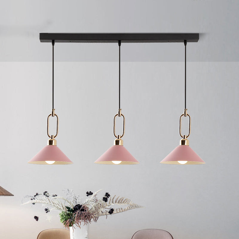 Schwarz/Rosa/Blaukegel hängende hängende leichte Makkaronen 1/3-Licht-Metallschnalle Anhänger Deckenlampe über Esstisch