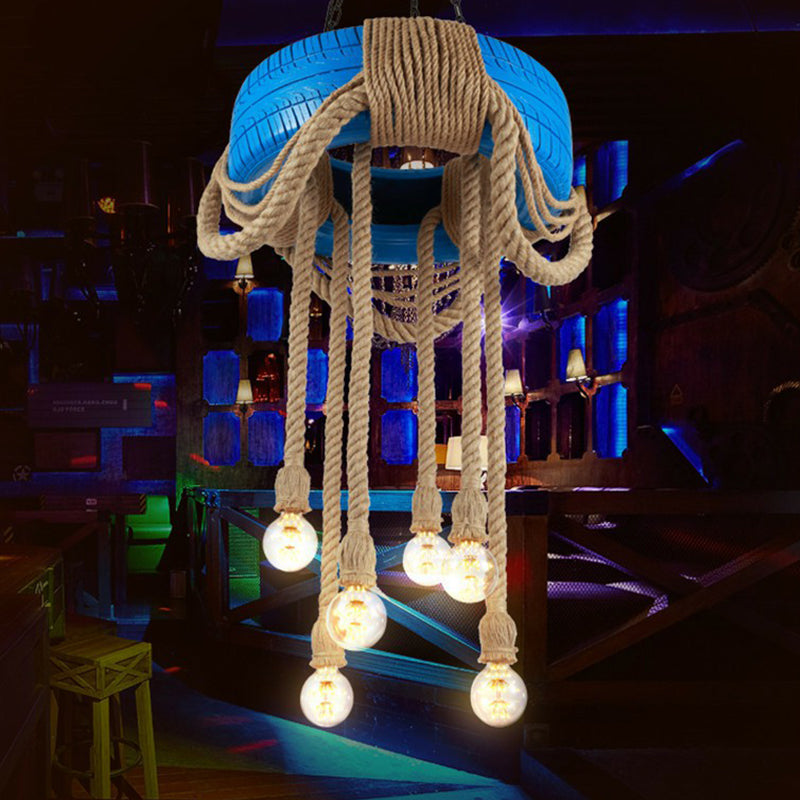 Kit de lámpara colgante de neumáticos rojo/azul/amarillo RABOMA DE COMENTO DE COMENTO DE 6 CACIONES COPITADOR DE CARDELIER