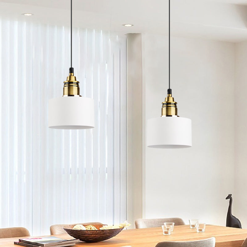 Dome/cilindro/cono de hierro Luz colgante Macaron blanco/rosa/azul y lámpara colgante de techo de latón para la cama