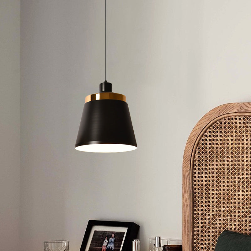 Accesorio de iluminación colgante cónico/cónico Aluminio Lámpara de techo negro/blanco de 1 luces para comedor para comedor
