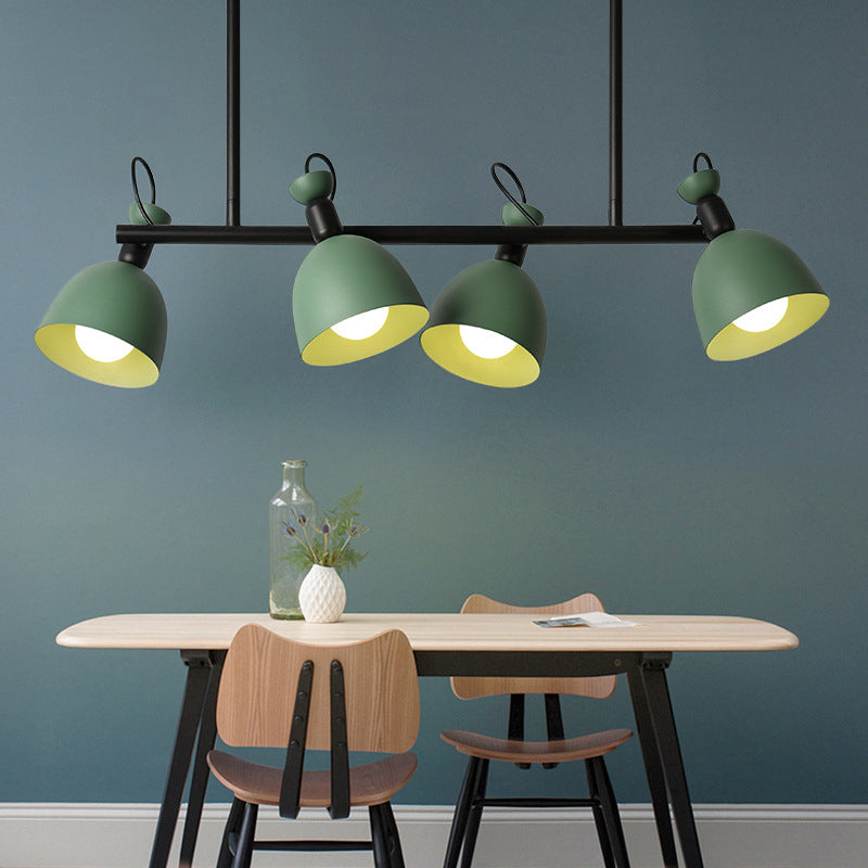 Macaron Bell Island Pendant Iron 4/6 Bulbs Dining Room Swivelable Hanging Lamp Fixture in Grey/Blue/Green