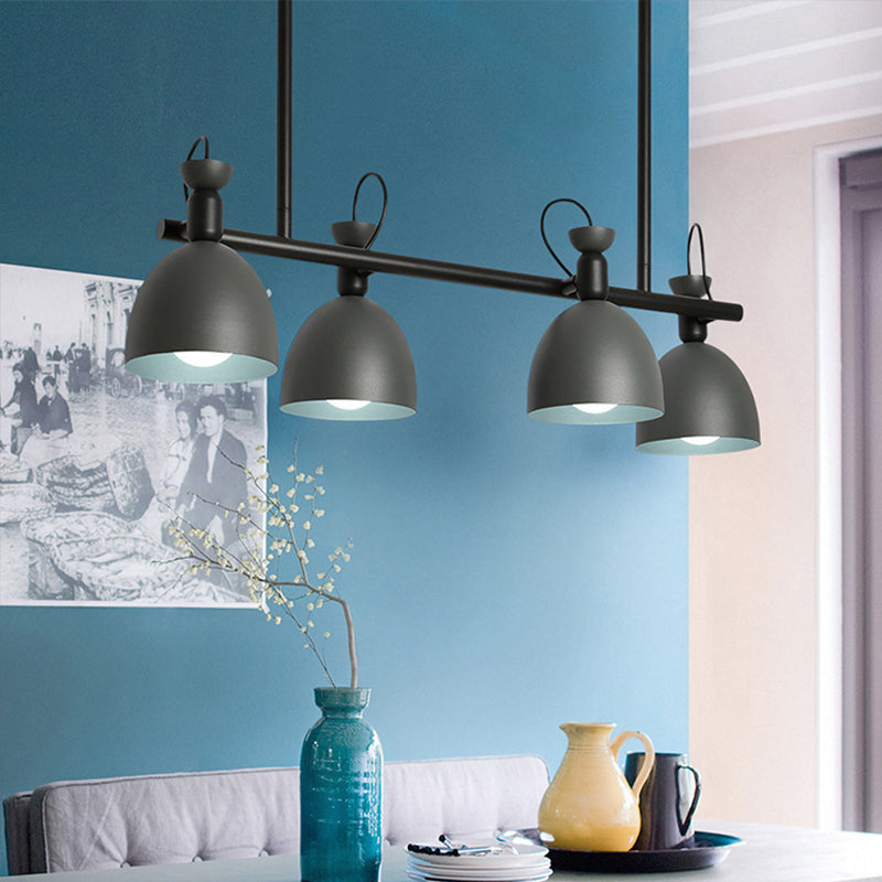 Macaron Bell Island Pendant Iron 4/6 Bulbs Dining Room Swivelable Hanging Lamp Fixture in Grey/Blue/Green