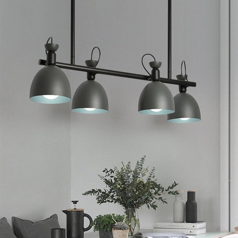 Macaron Bell Island Pendant Iron 4/6 Bulbs Dining Room Swivelable Hanging Lamp Fixture in Grey/Blue/Green