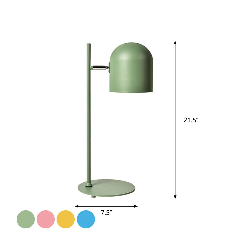 Cloche Shade Kids Room Study Lamp Aluminum 1 Head Macaron Night Table Light in Pink/Blue/Green with Pivot Joint