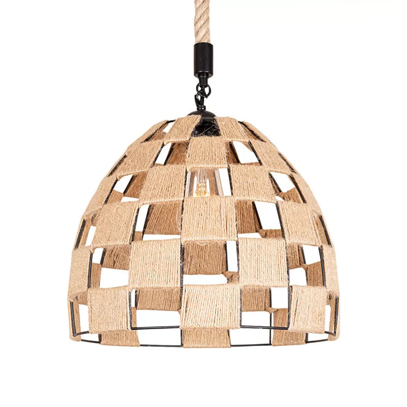 1 lamp plafond suspensie lamp cottage hollowed pinecone roped hanger licht in bruin