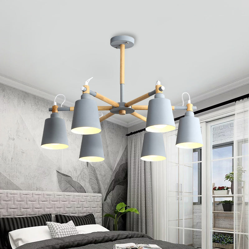 Macaroon Hanging Lamp Fixture Tapered Shade Metal Hanging Lights for Living Room