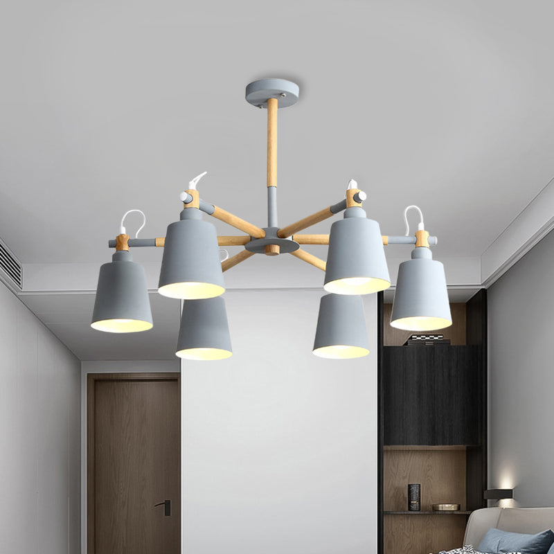 Macaroon Hanging Lamp Fixture Tapered Shade Metal Hanging Lights for Living Room