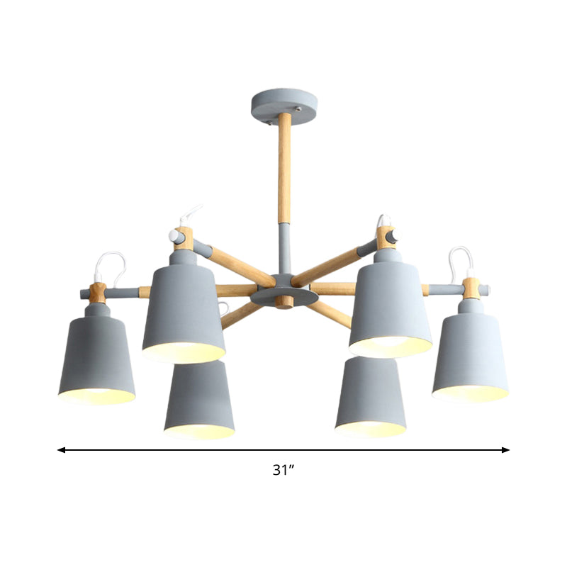 Macaroon Hanging Lamp Fixture Tapered Shade Metal Hanging Lights for Living Room