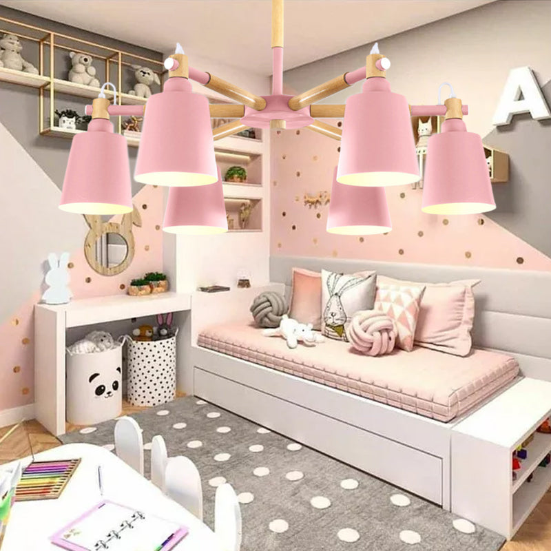 Macaroon Hanging Lamp Fixture Tapered Shade Metal Hanging Lights for Living Room