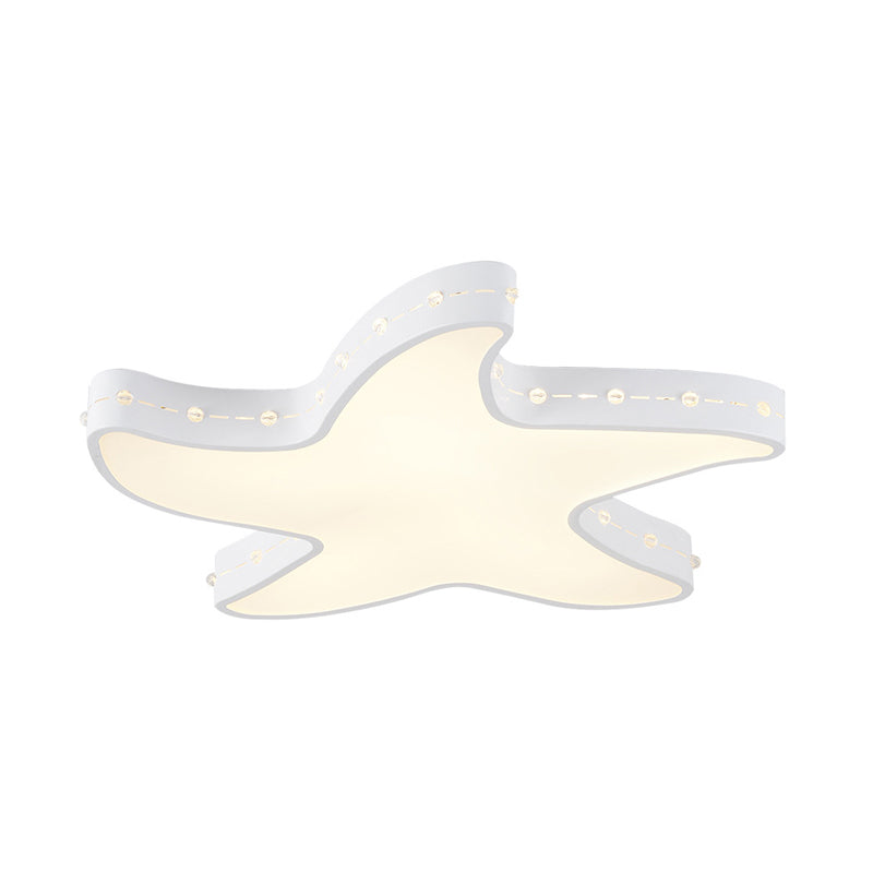 Baby Room Starfish Flush Mount Light Acrylic Modern Stylish LED Ceiling Lamp in White