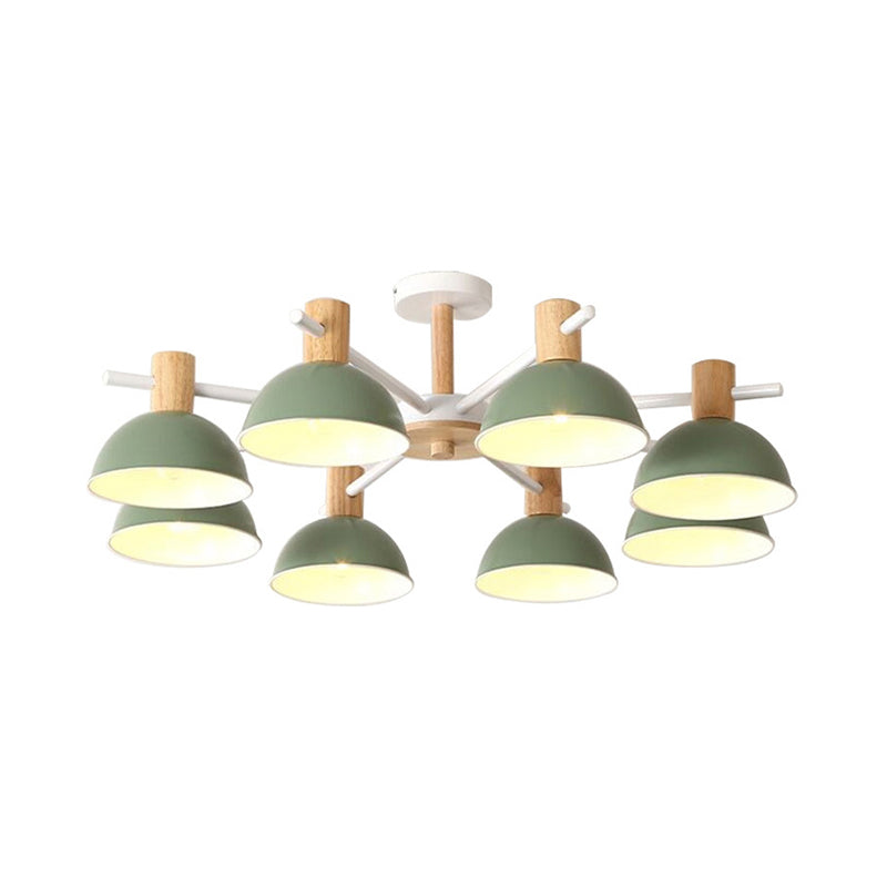 Macaroon Dome Hanging Pendant Fixture Iron 8 Lights Hanging Chandelier for Living Room