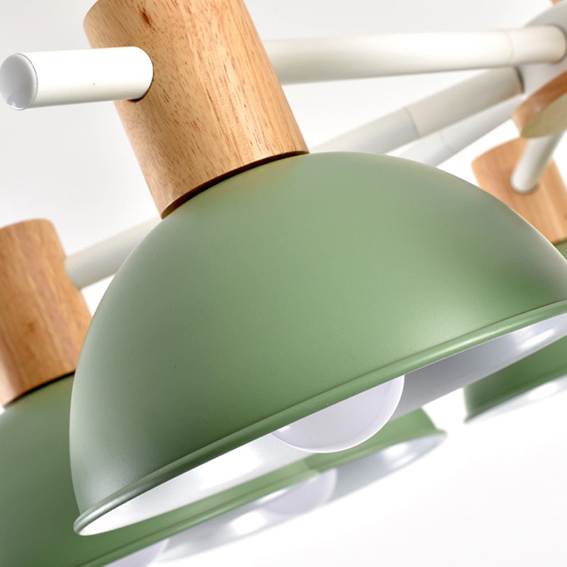 Macaroon Dome Hanging Pendant Fixture Iron 8 Lights Hanging Chandelier for Living Room