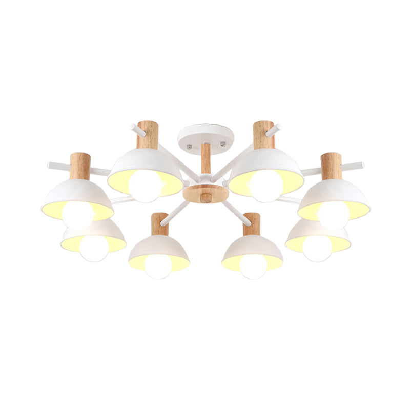 Macaroon Dome Hanging Pendant Fixture Iron 8 Lights Hanging Chandelier for Living Room