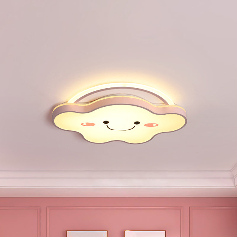 Acrylic Cloud Flush Mount Ceiling Lamp Cartoon Gold/Blue/Pink LED Flush Light Fixture in White Light, 19.5"/25.5" Wide