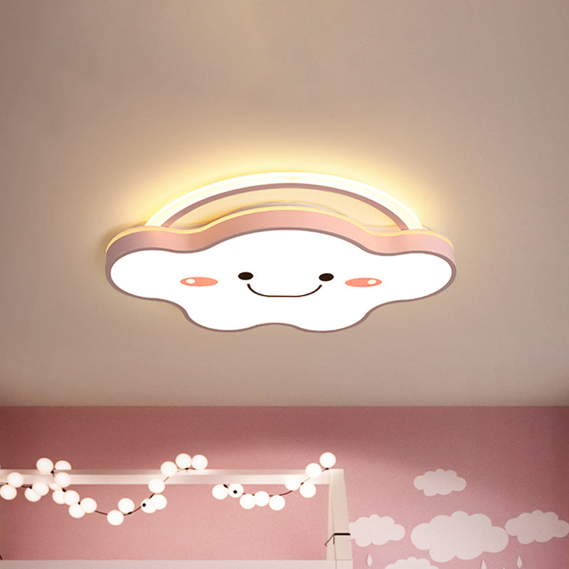 Acrylic Cloud Flush Mount Ceiling Lamp Cartoon Gold/Blue/Pink LED Flush Light Fixture in White Light, 19.5"/25.5" Wide