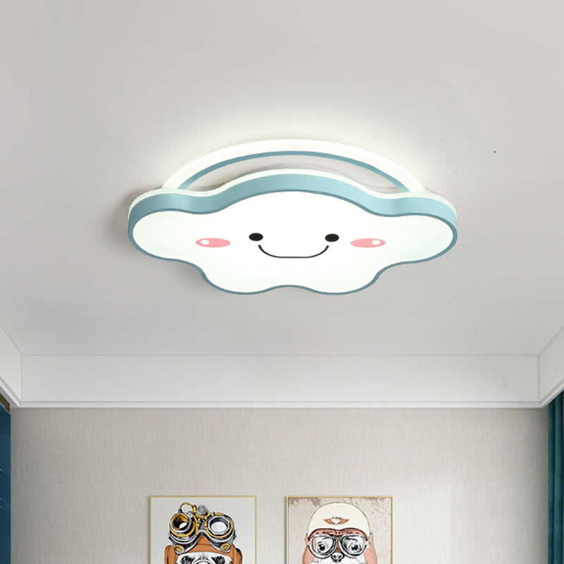 Acrylic Cloud Flush Mount Ceiling Lamp Cartoon Gold/Blue/Pink LED Flush Light Fixture in White Light, 19.5"/25.5" Wide