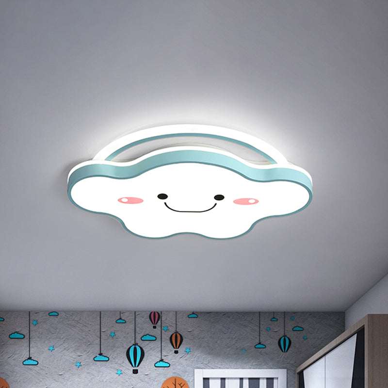 Acrylic Cloud Flush Mount Ceiling Lamp Cartoon Gold/Blue/Pink LED Flush Light Fixture in White Light, 19.5"/25.5" Wide