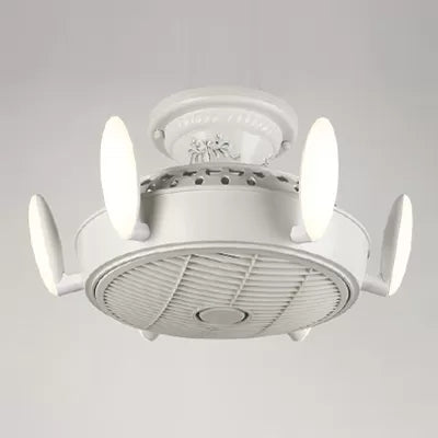 Ventilateur de style nordique Semi Flushmount Light 6 lumières Ventilateur de plafond de couleur macaron pour chambre à coucher
