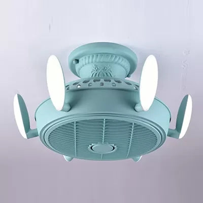 Nordic Style Fan Semi Flushmount Light 6 Lights Macaron Colored Ceiling Fan for Bedroom