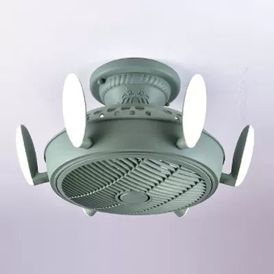 Ventilateur de style nordique Semi Flushmount Light 6 lumières Ventilateur de plafond de couleur macaron pour chambre à coucher
