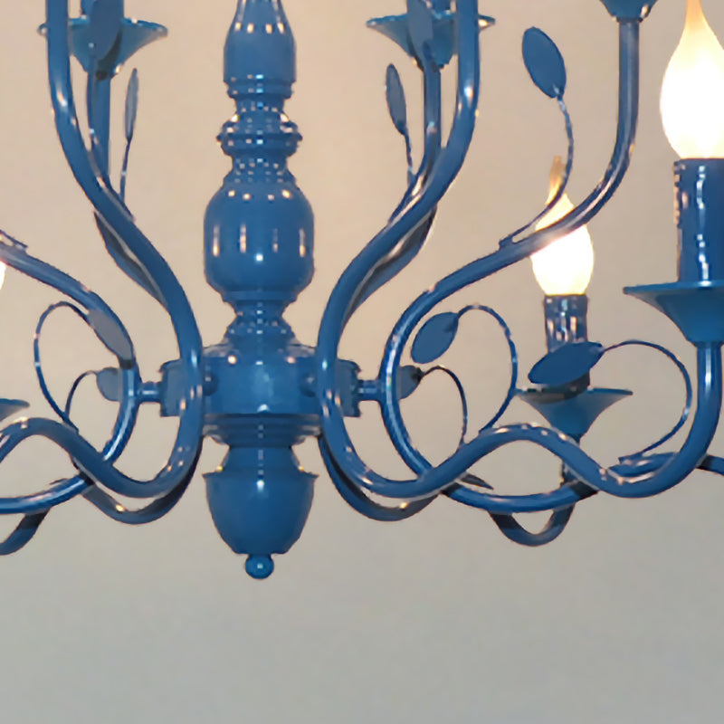 Candelera colgante de forma de vela de metal Vintage 10/12/16 Luces Luces Restaurante Lámpara de techo colgante en azul