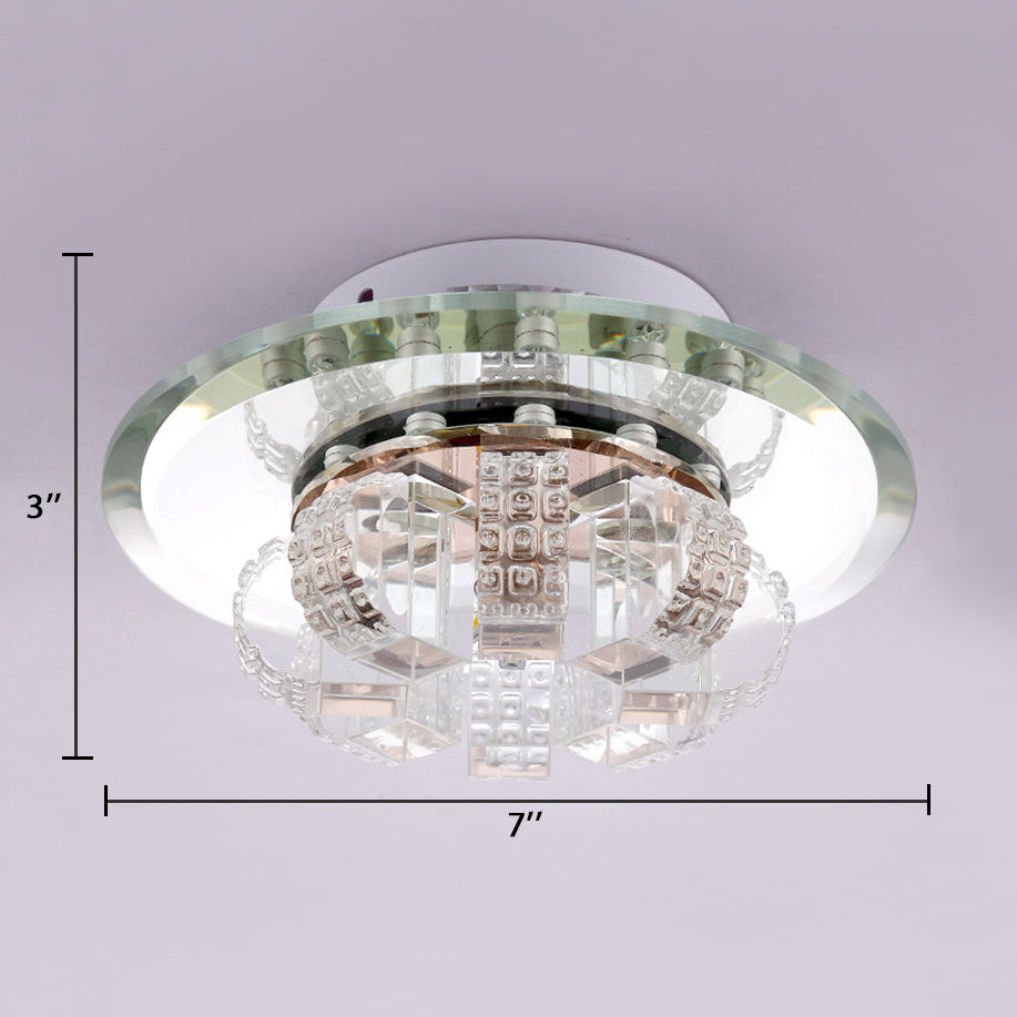Clear Crystal Block Flush Mount Ceiling Light Round Flushmount Ceiling Fixture