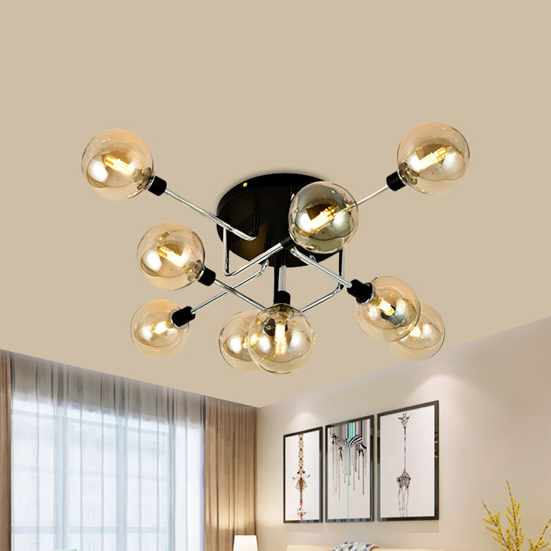 Glass Globe Shade Ceiling Light Contemporary Style Semi Flush Mount Light for Villa Dining Room