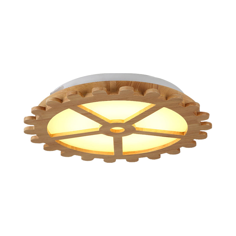 Plafonnier LED circulaire Beige en bois pour enfants, joli plafonnier pour chambre d'enfant