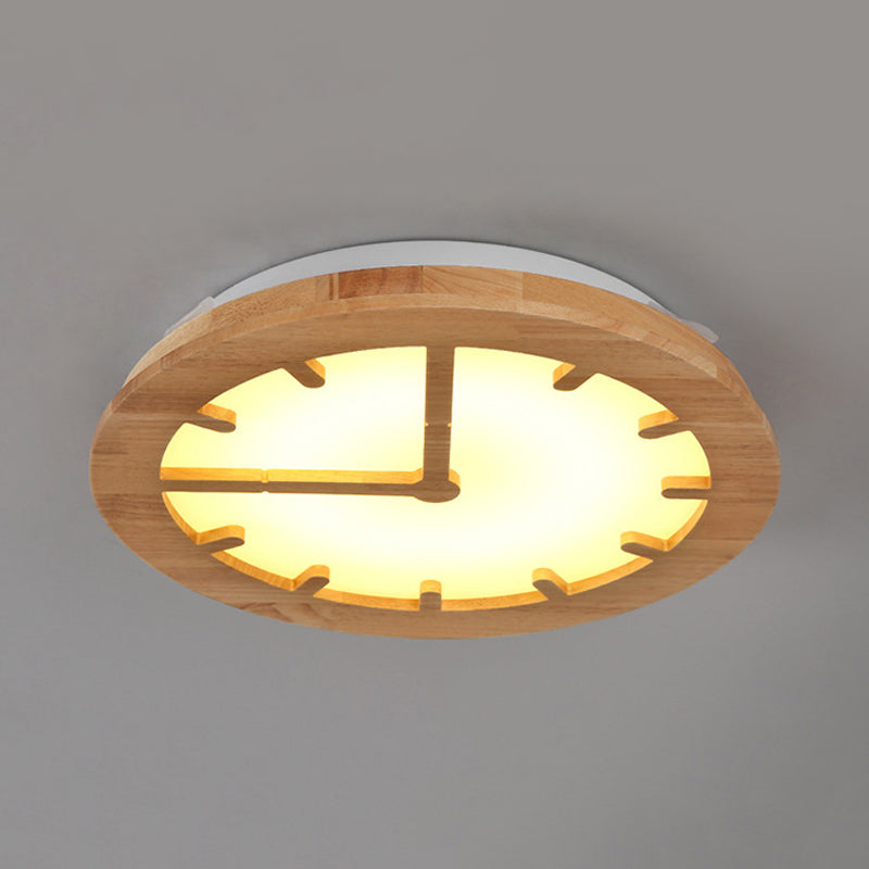 Plafonnier LED circulaire Beige en bois pour enfants, joli plafonnier pour chambre d'enfant
