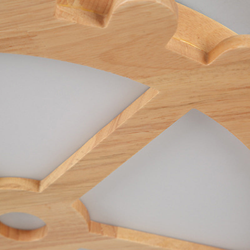 Plafonnier LED circulaire Beige en bois pour enfants, joli plafonnier pour chambre d'enfant
