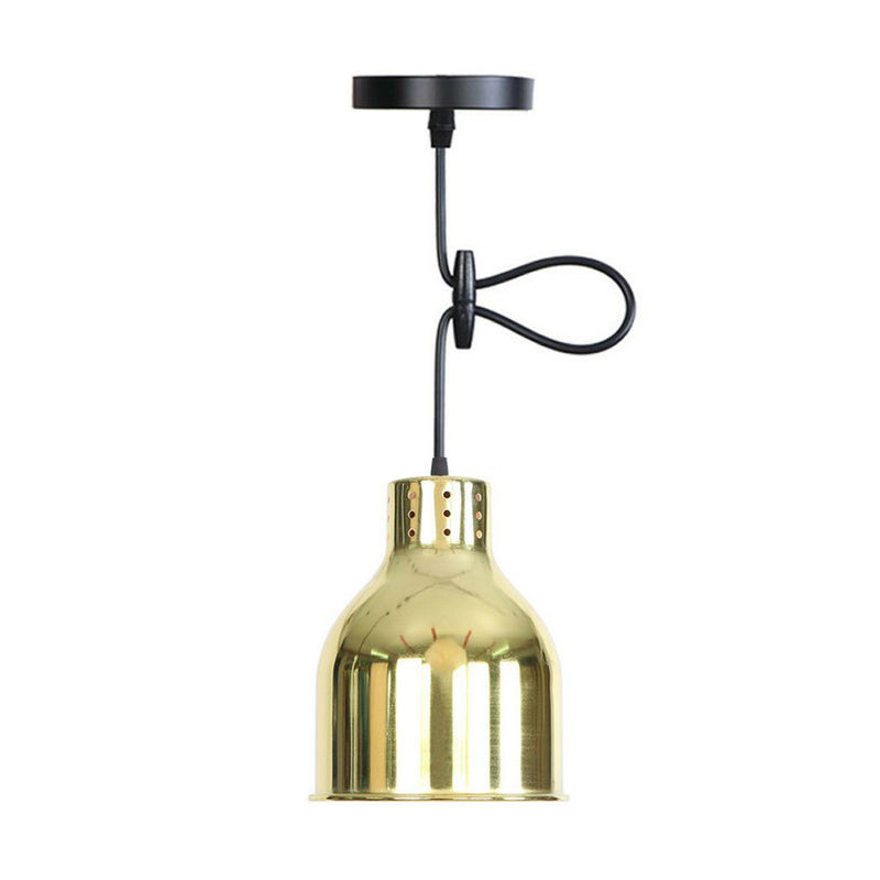 Iron Bell/Cone/Trumpet Pendant Light Kit Vintage 1 Head Living Room Down Lighting with Vent Hole in Gold