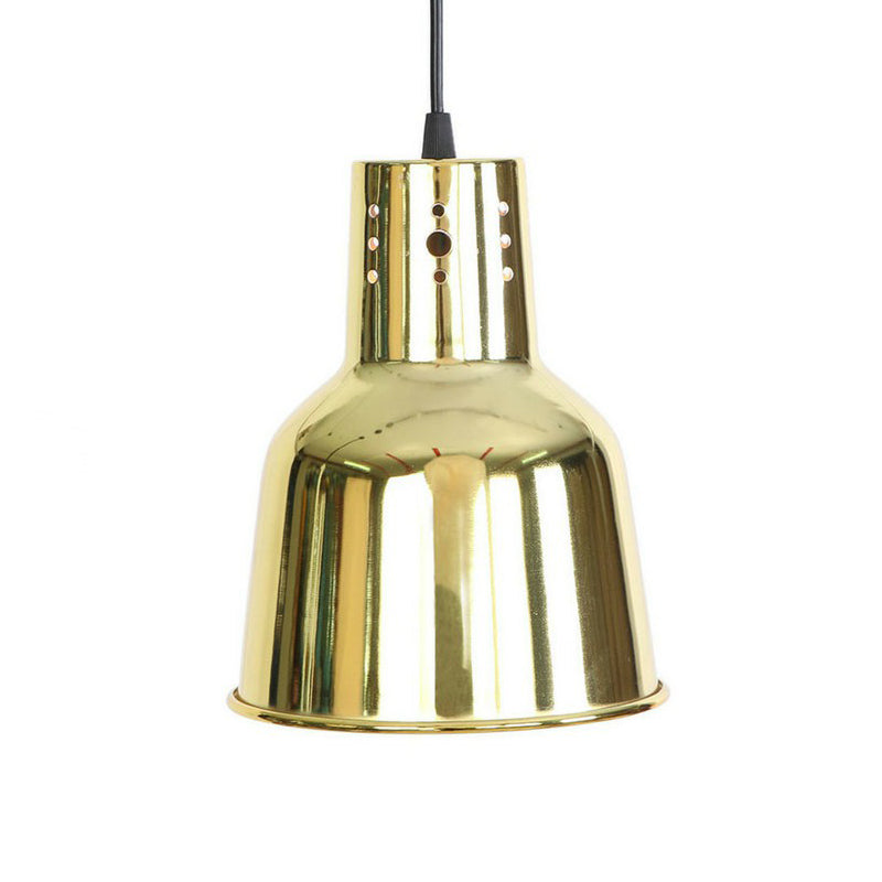 Iron Bell/Cone/Trumpet Pendant Light Kit Vintage 1 Head Living Room Down Lighting with Vent Hole in Gold