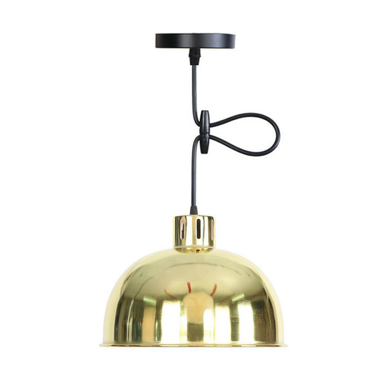 Iron Bell/Cone/Trumpet Pendant Light Kit Vintage 1 Head Living Room Down Lighting with Vent Hole in Gold