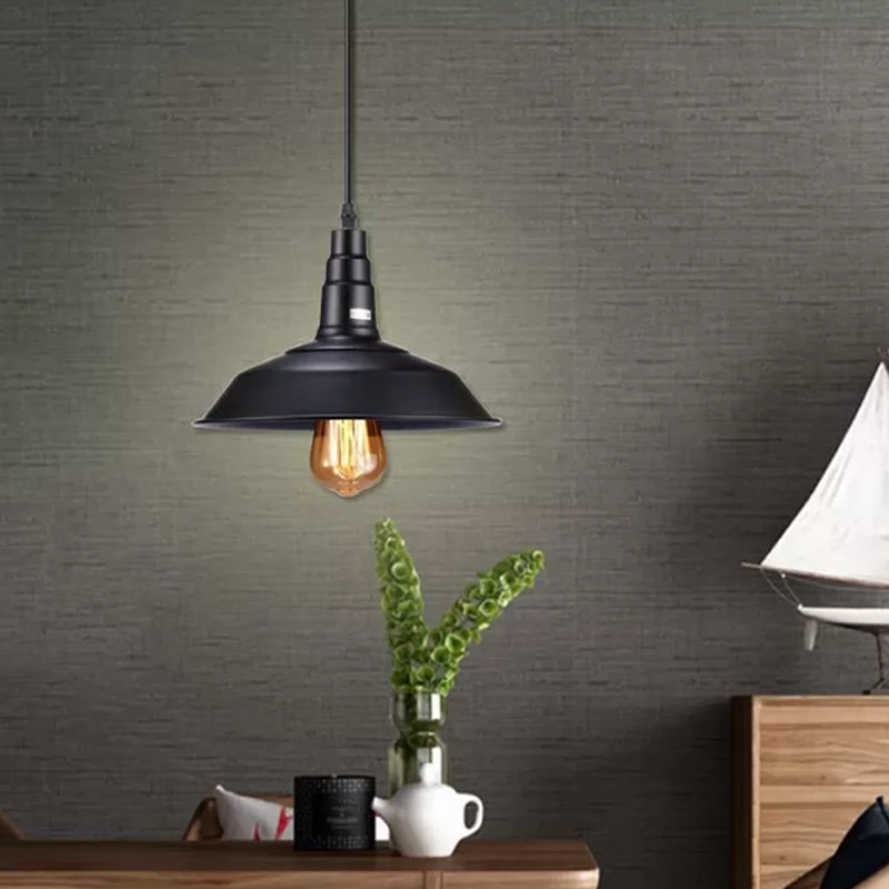 Black Barn Pendant Ceiling Light Country Style Metal 1 Bulb Kitchen Plug-in Pendulum Light