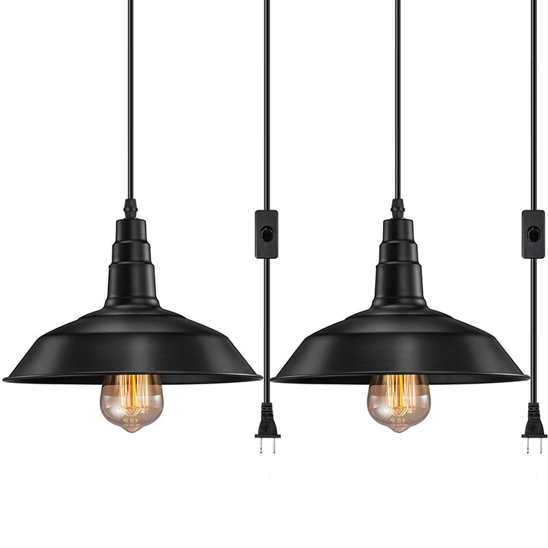 Black Barn Pendant Ceiling Light Country Style Metal 1 Bulb Kitchen Plug-in Pendulum Light